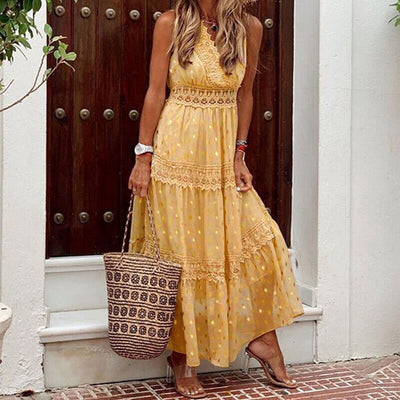 Marley - Stijlvolle Kanten Boho Maxi Jurk