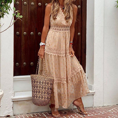 Marley - Stijlvolle Kanten Boho Maxi Jurk