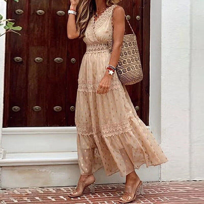 Marley - Stijlvolle Kanten Boho Maxi Jurk