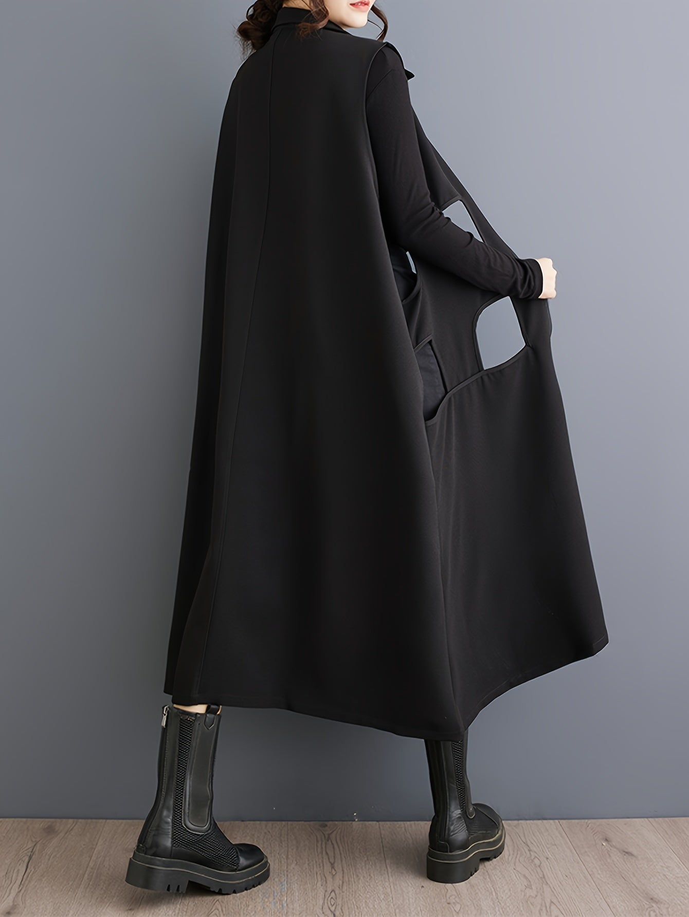 Eva | Stylish Long Sleeveless Cape with Unique Details 