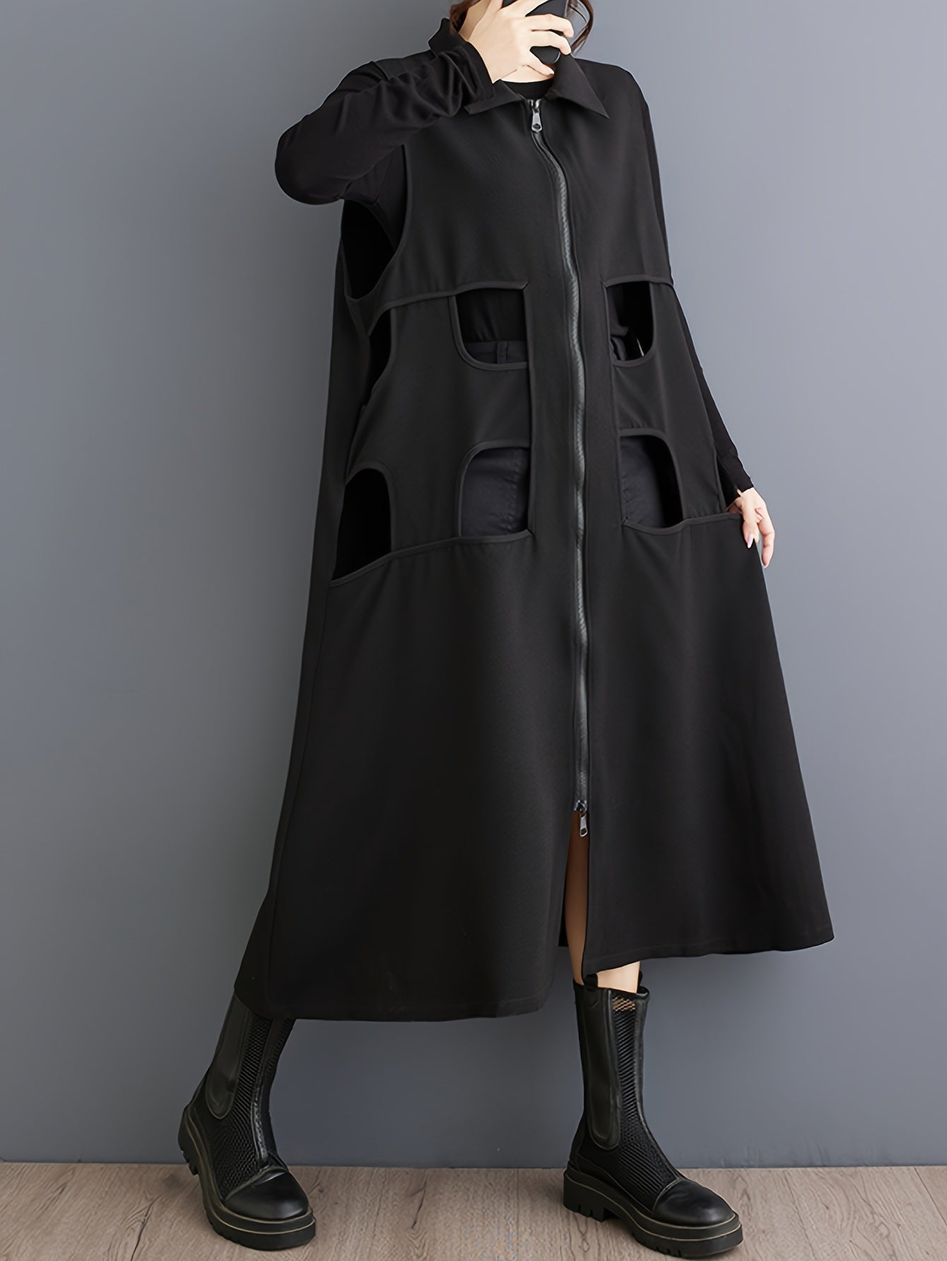 Eva | Stylish Long Sleeveless Cape with Unique Details 