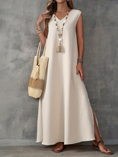 Evalynn | Mouwloze Maxi Jurk met V-Hals en Split