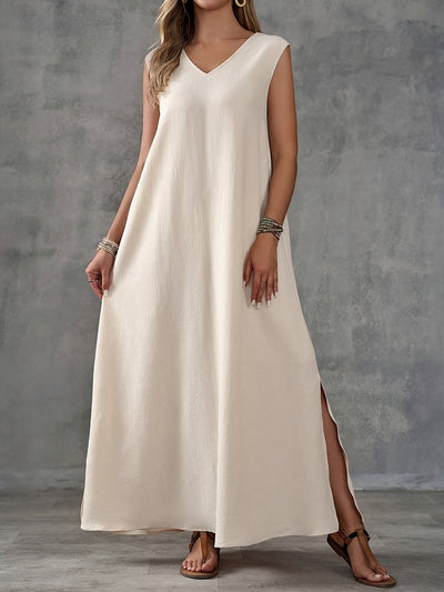 Evalynn | Mouwloze Maxi Jurk met V-Hals en Split
