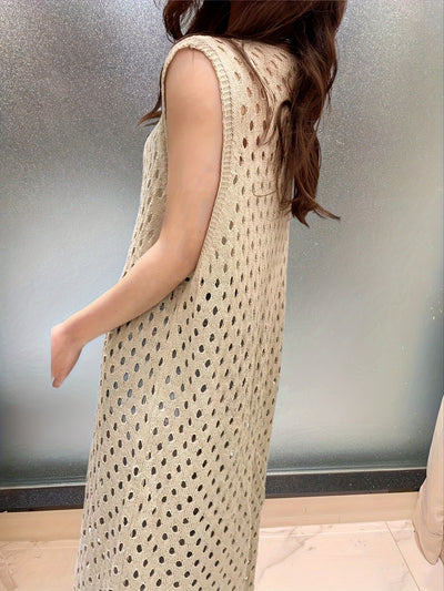 Eveline | Trendy Open Crochet Long Sleeveless Cardigan