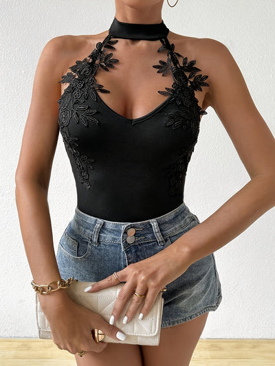 Evelyn | Elegant Black Lace Camisole Top for Women 