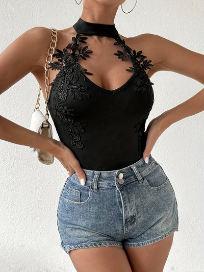 Evelyn | Elegant Black Lace Camisole Top for Women 