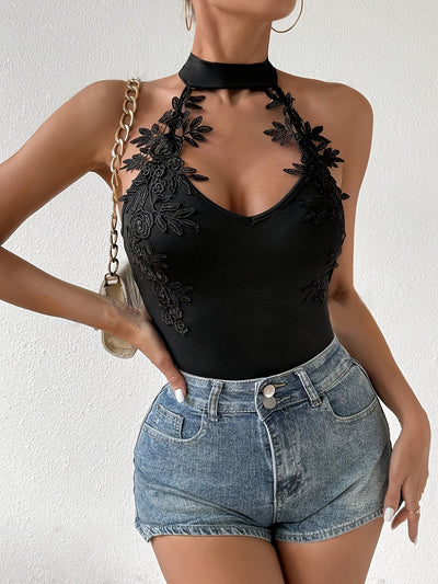 Evelyn | Elegant Black Lace Camisole Top for Women 