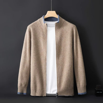 Merino - Heren wollen vest met rits