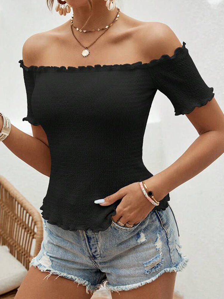 Faith | Elegant Off-Shoulder Top with Charming Ruffles