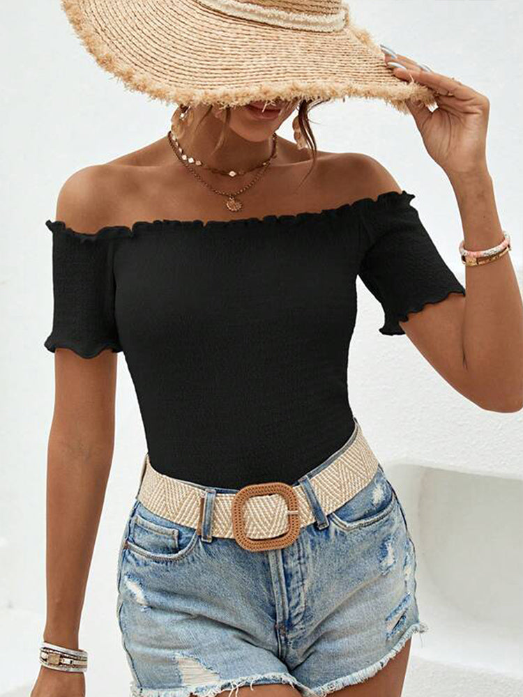 Faith | Elegant Off-Shoulder Top with Charming Ruffles