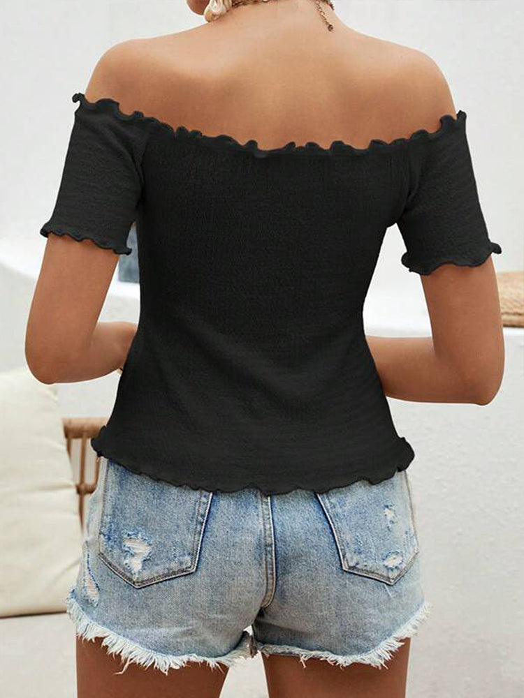 Faith | Elegant Off-Shoulder Top with Charming Ruffles