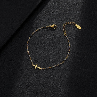 Jytte - Gold-colored Cross Bracelet
