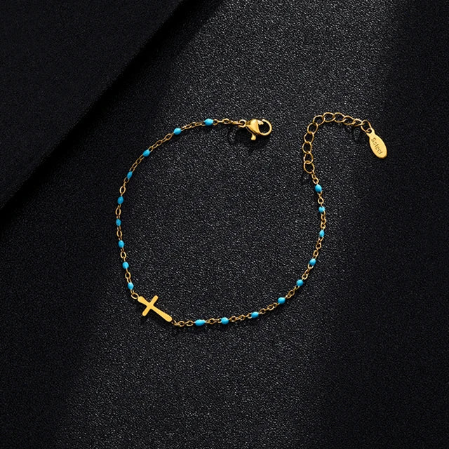 Jytte - Gold-colored Cross Bracelet