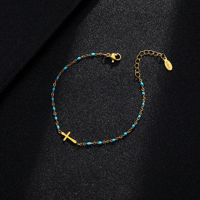 Jytte - Gold-colored Cross Bracelet
