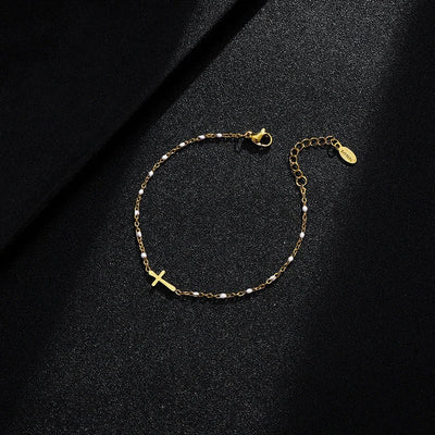 Jytte - Gold-colored Cross Bracelet