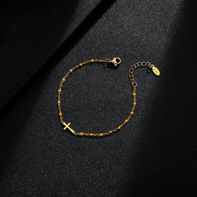 Jytte - Gold-colored Cross Bracelet