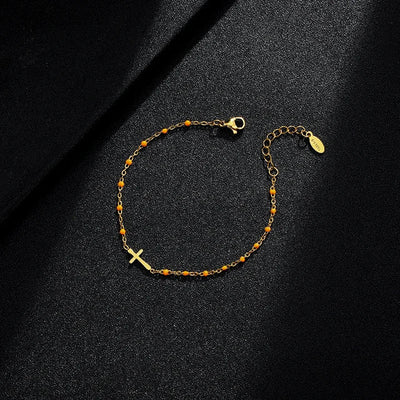 Jytte - Gold-colored Cross Bracelet