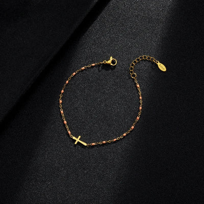 Jytte - Gold-colored Cross Bracelet
