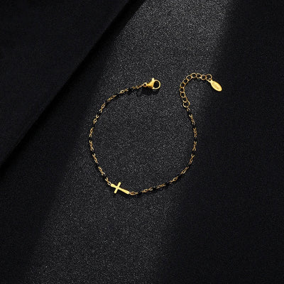 Jytte - Gold-colored Cross Bracelet