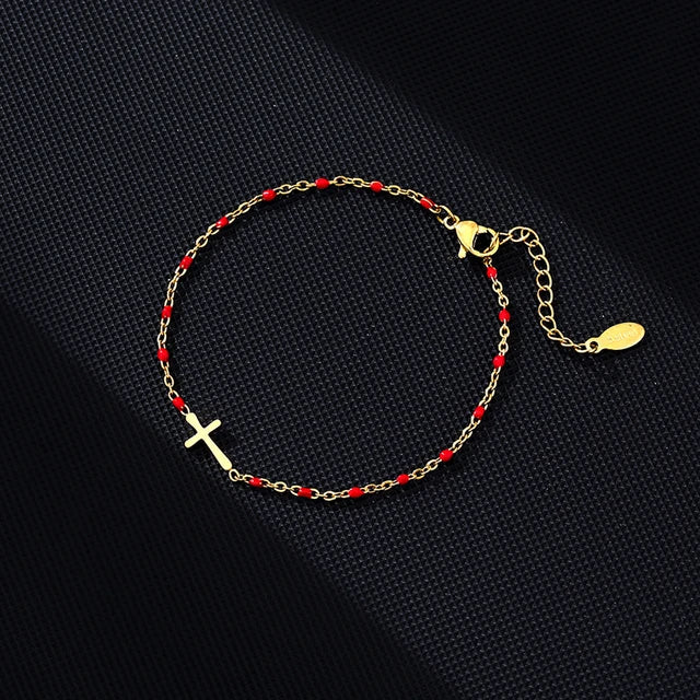 Jytte - Gold-colored Cross Bracelet