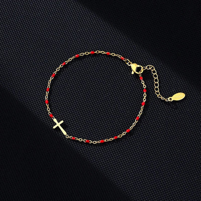 Jytte - Gold-colored Cross Bracelet