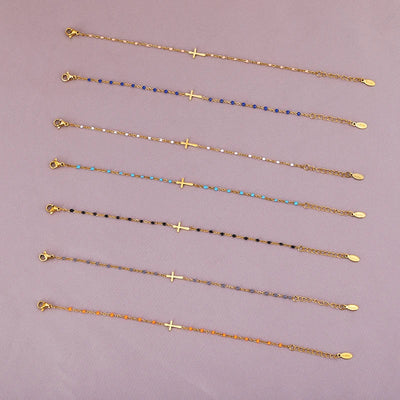 Jytte - Gold-colored Cross Bracelet