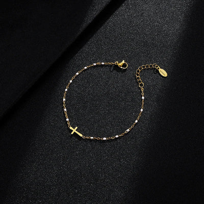Jytte - Gold-colored Cross Bracelet