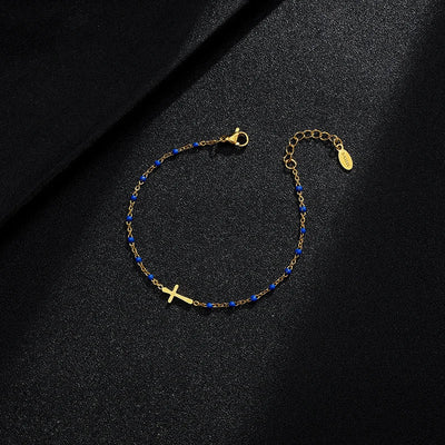 Jytte - Gold-colored Cross Bracelet