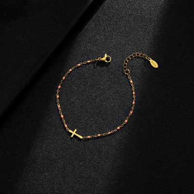 Jytte - Gold-colored Cross Bracelet