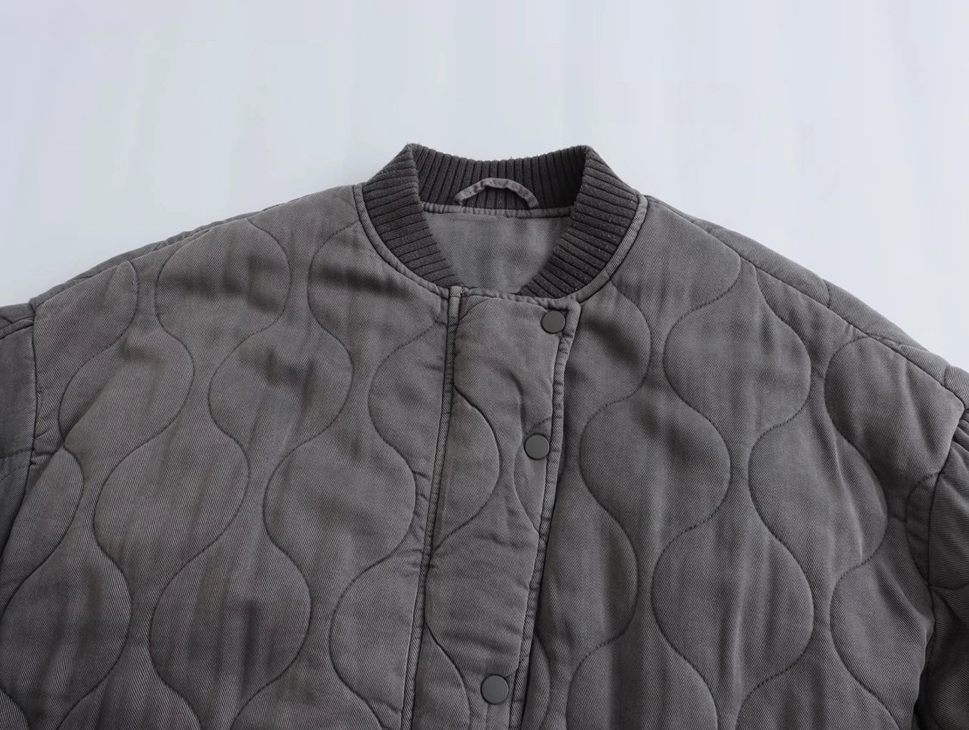 Isylvia - Gray Loose-Fitting Bomber Jacket