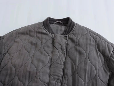 Isylvia - Gray Loose-Fitting Bomber Jacket