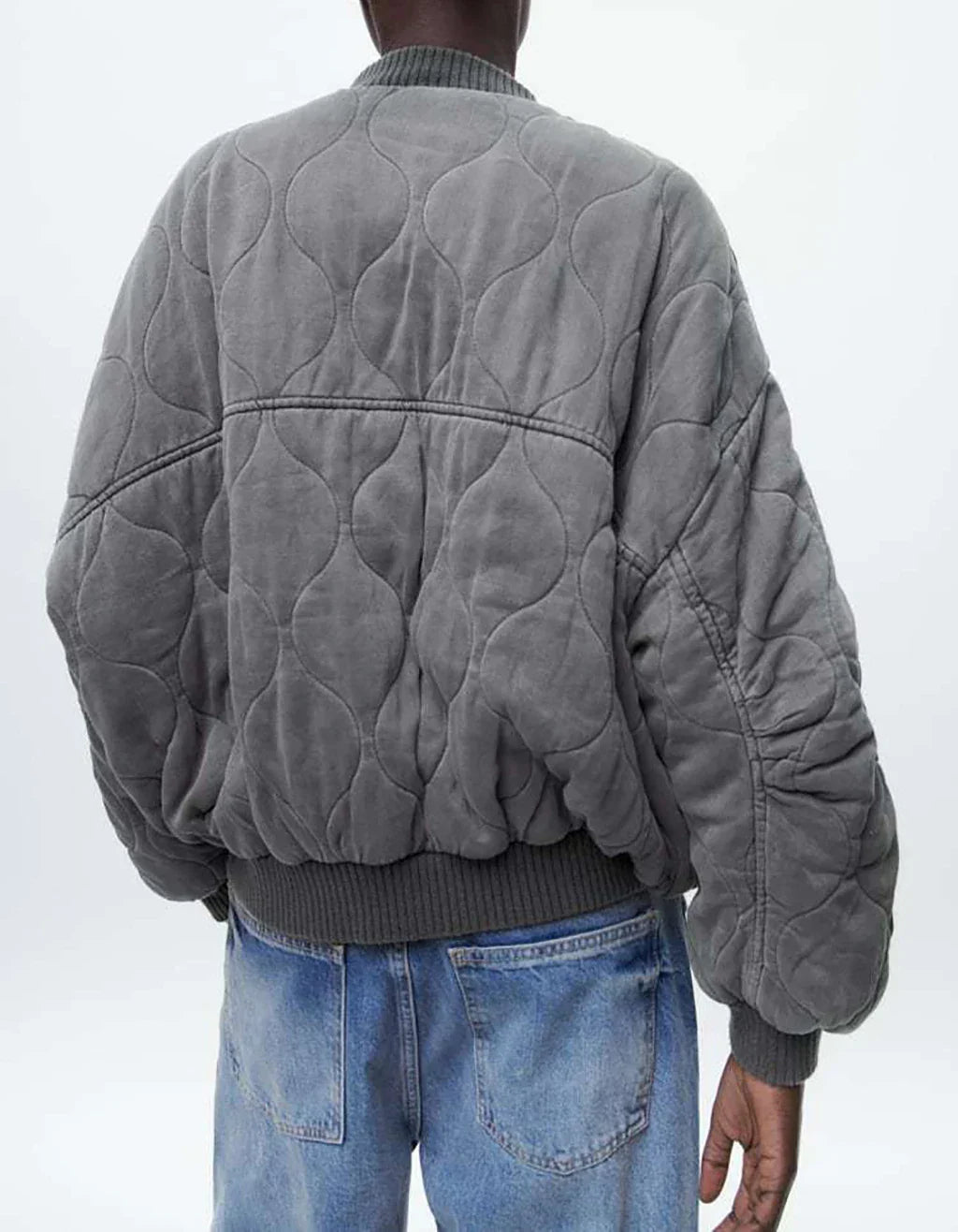 Isylvia - Gray Loose-Fitting Bomber Jacket