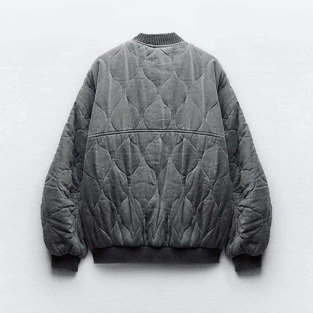 Isylvia - Gray Loose-Fitting Bomber Jacket