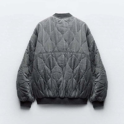 Isylvia - Gray Loose-Fitting Bomber Jacket