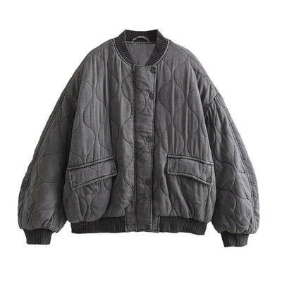 Isylvia - Gray Loose-Fitting Bomber Jacket