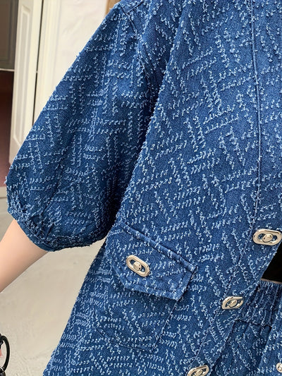 Felicity | Stylish Tweed Denim Set with Short Sleeves