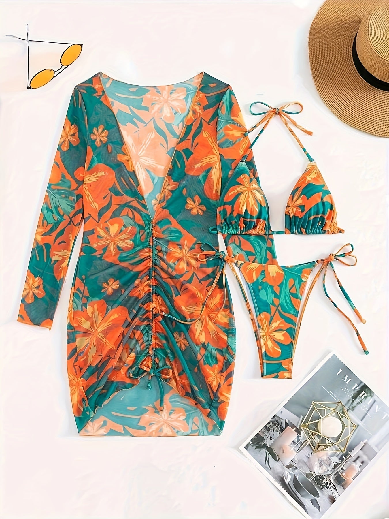 Felicity | Floral Print Long Sleeve Swimsuit 