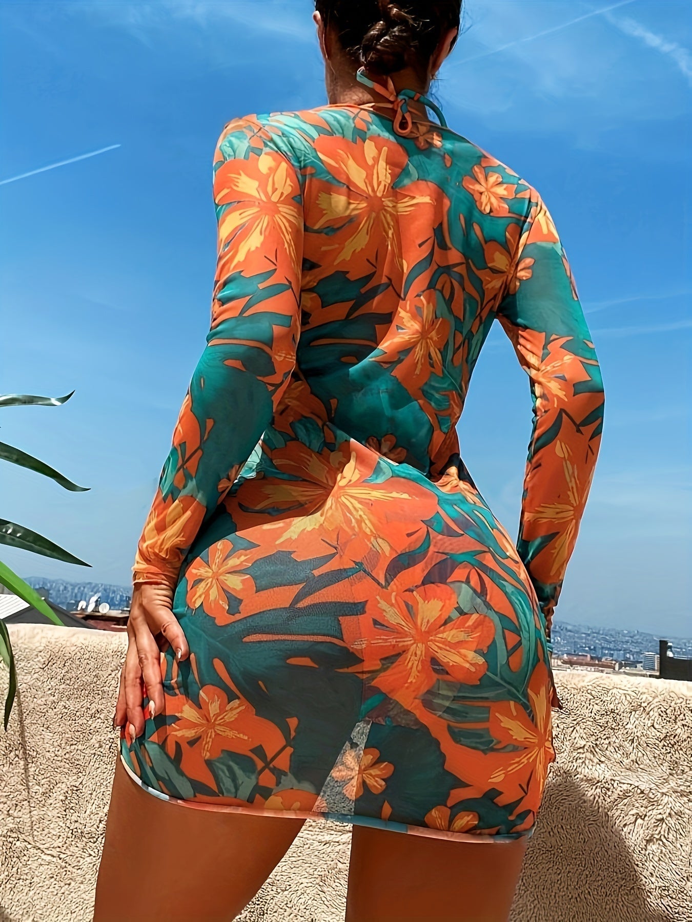 Felicity | Floral Print Long Sleeve Swimsuit 