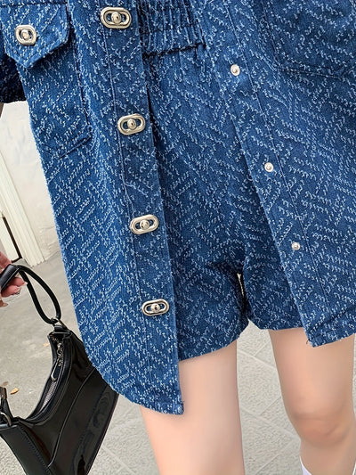 Felicity | Stylish Tweed Denim Set with Short Sleeves