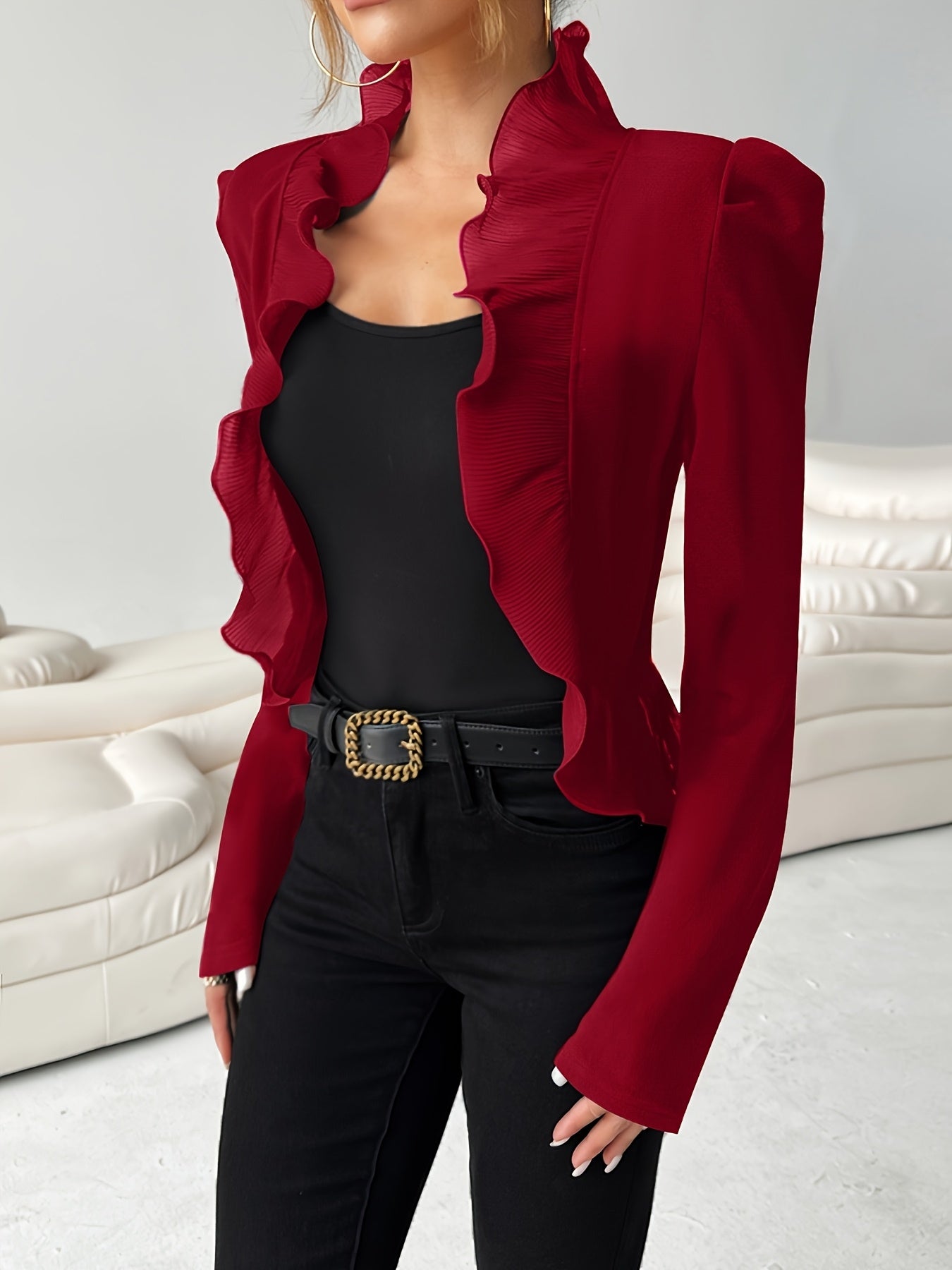 Fiona | Elegante Getailleerde Blazer met Ruche Details