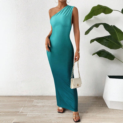 Fiona | Elegante One-Shoulder Maxi Jurk met Open Rug