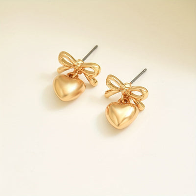 Fleur | Charming Bow &amp; Heart Earrings for a Feminine Touch 
