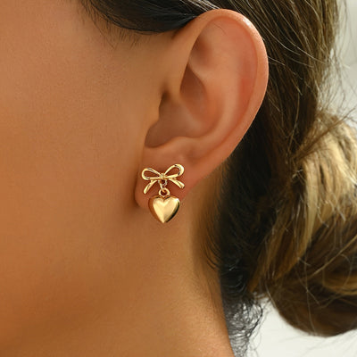 Fleur | Charming Bow &amp; Heart Earrings for a Feminine Touch 