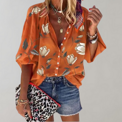 Freydis - Floral print blouse for women