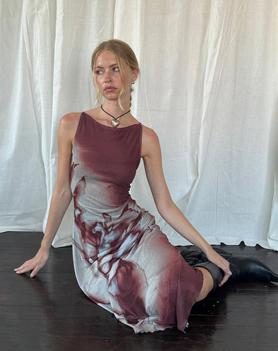 Frida | Elegante Midi Jurk met Kunstzinnige Print