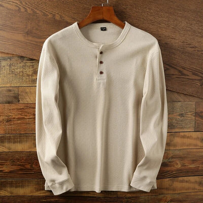 Klassiek henley-shirt met lange mouwen voor mannen