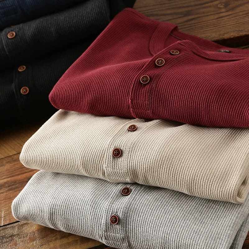 Klassiek henley-shirt met lange mouwen voor mannen