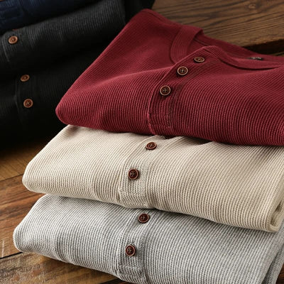 Klassiek henley-shirt met lange mouwen voor mannen