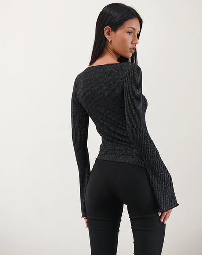 Gabrielle | Elegant Longsleeve Top with Luxurious Metallic Touch 