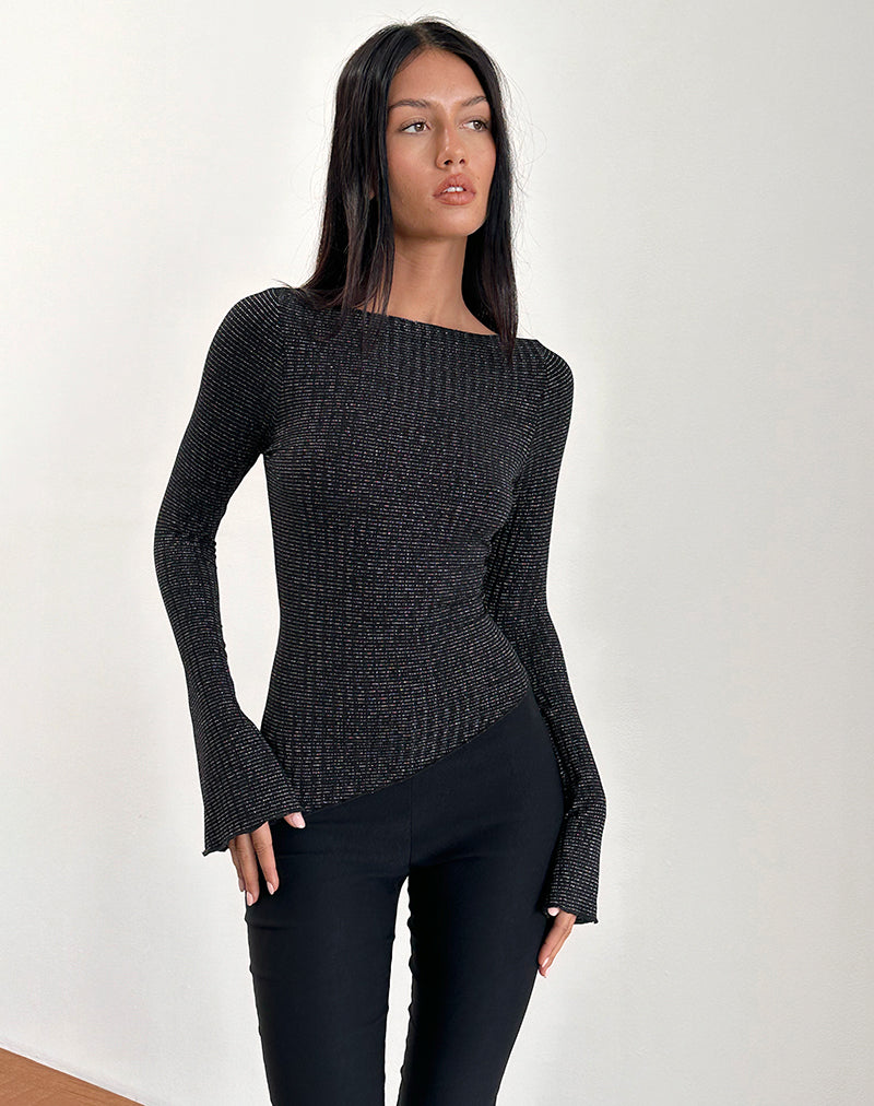 Gabrielle | Elegant Longsleeve Top with Luxurious Metallic Touch 